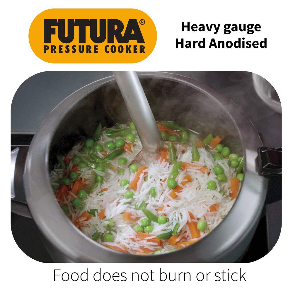Hawkins Futura Hard Anodised Aluminium Inner Lid Pressure Cooker 4 Litres , Black - FP40