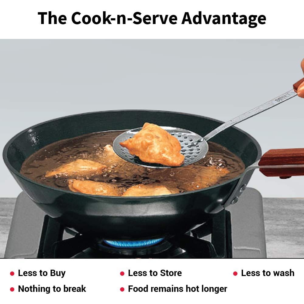 Hawkins Futura Hard Anodised Flat Bottom Long Handle Deep Fry Pan 2.5 Litres | 26 cms, 4.06mm - ADL 25