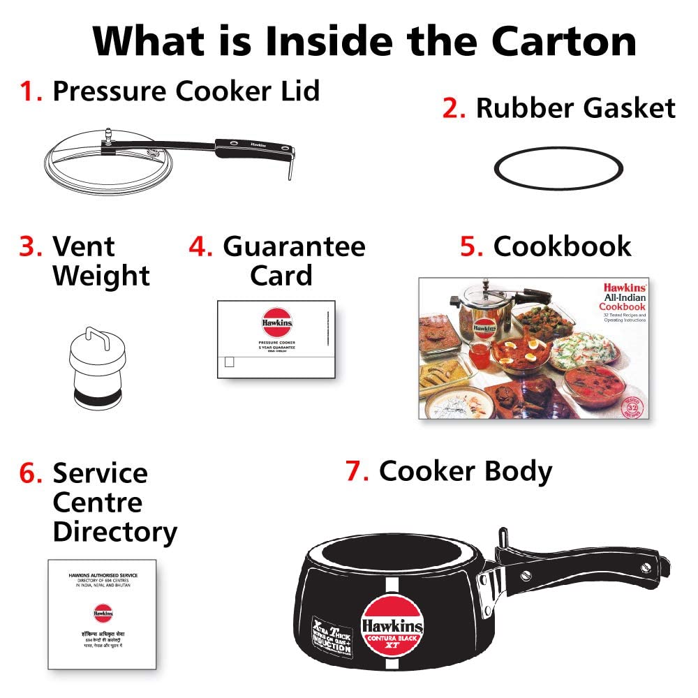 Hawkins Contura Black XT Hard Anodized Inner Lid Pressure Cooker, 1.5 Liters - CXT15