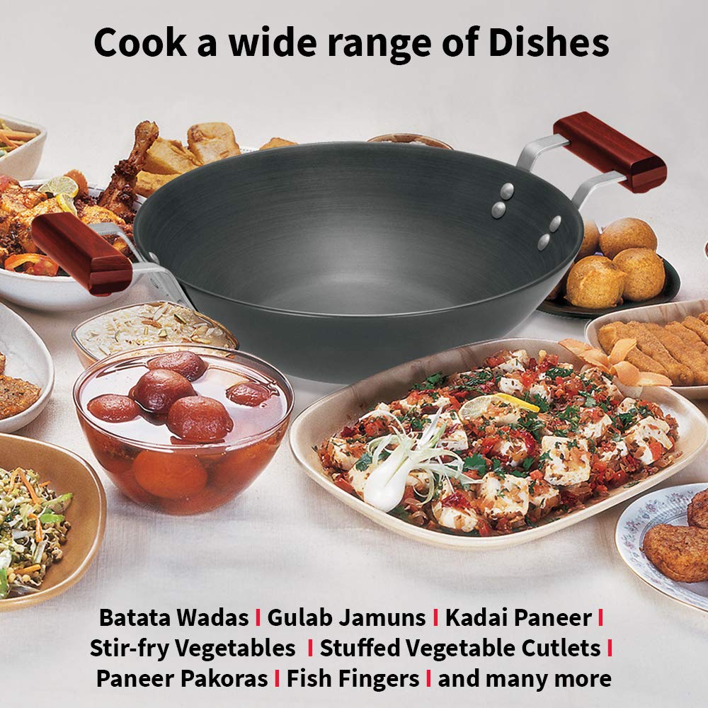 Hawkins Futura Hard Anodised Flat Bottom Induction Compatible Deep Fry Pan With Stainless Steel Lid 2.5 Litres | 26 cms, 4.06mm - IAD 25S