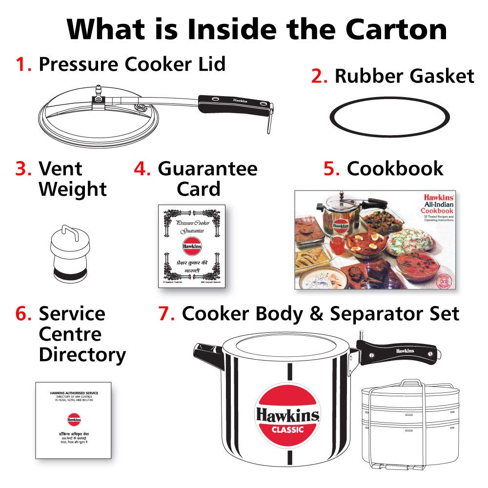 Hawkins Classic 10 Litres Inner Lid Pressure Cooker with Aluminium Separators - CL11