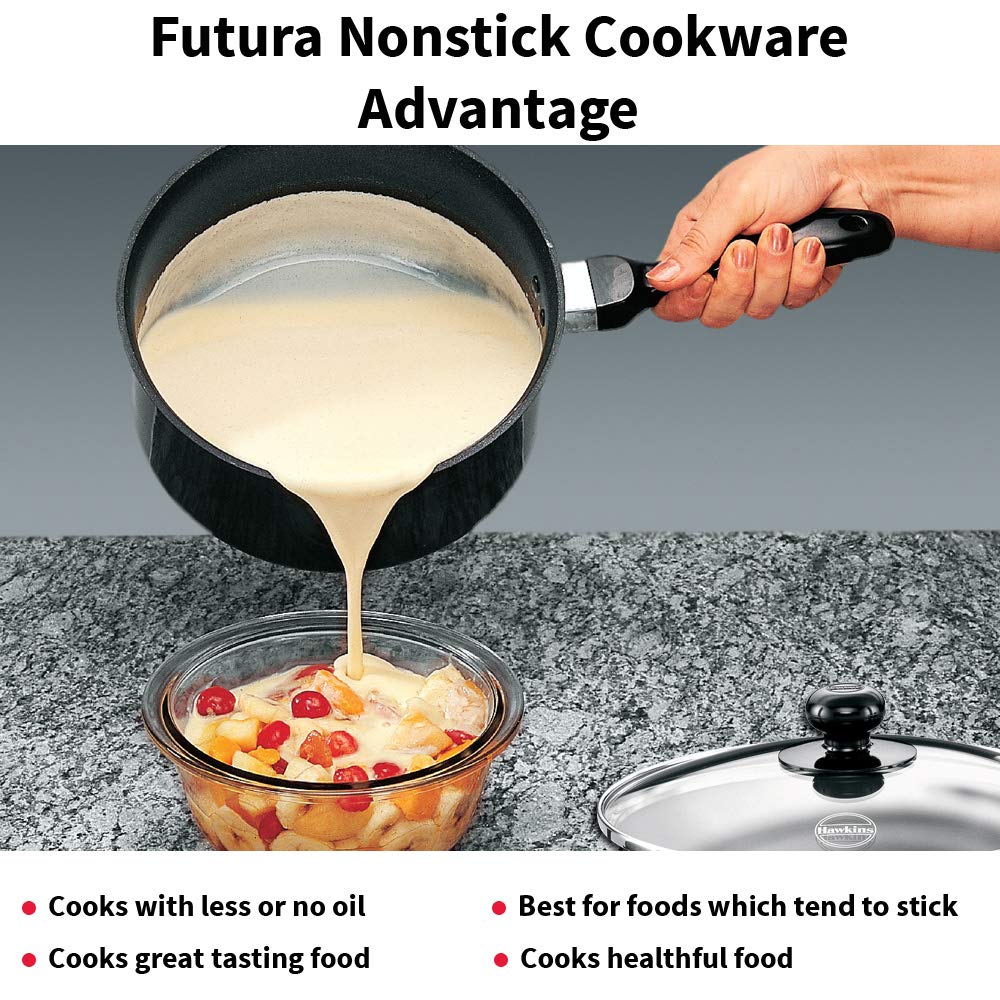 Hawkins Futura Non-stick Sauce Pan With Glass Lid 3 Litres | 20cm, 3.25mm- NS 30G