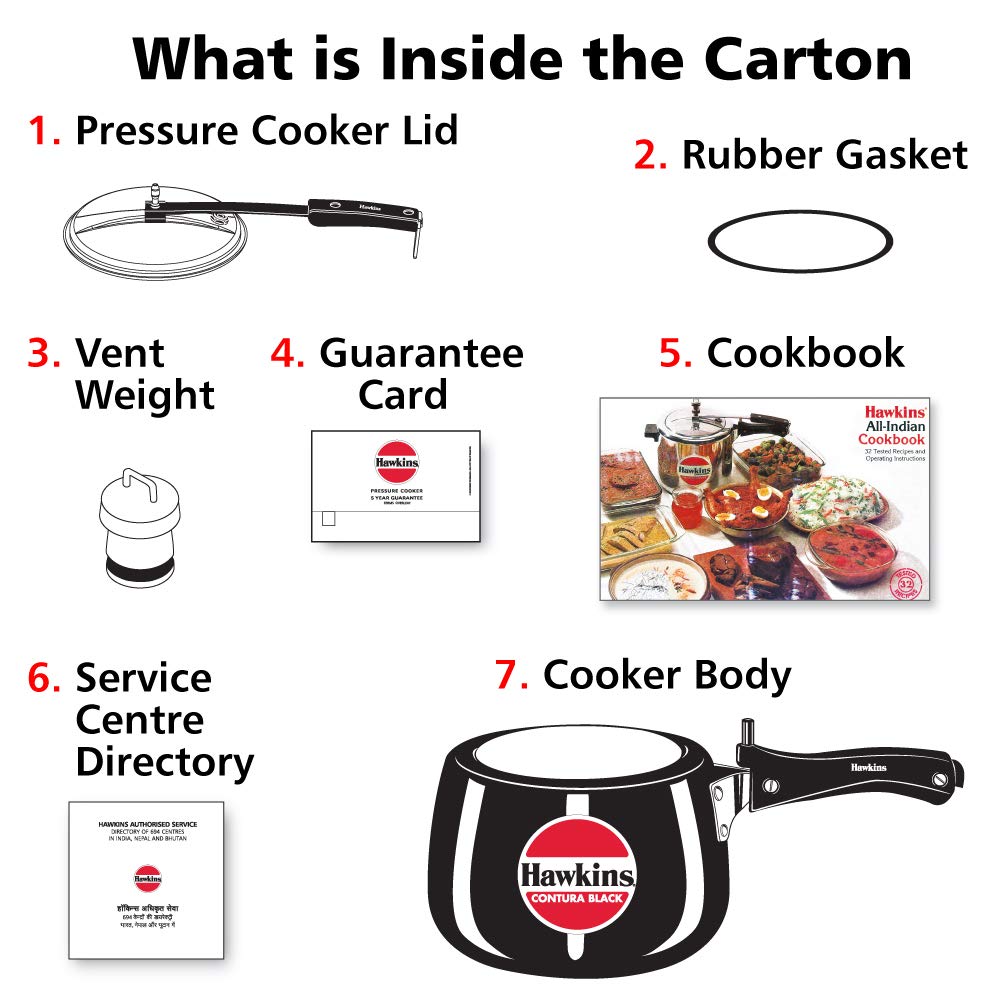 Hawkins Contura Hard Anodized Pressure Cooker, 3 Liters, Black - CB30