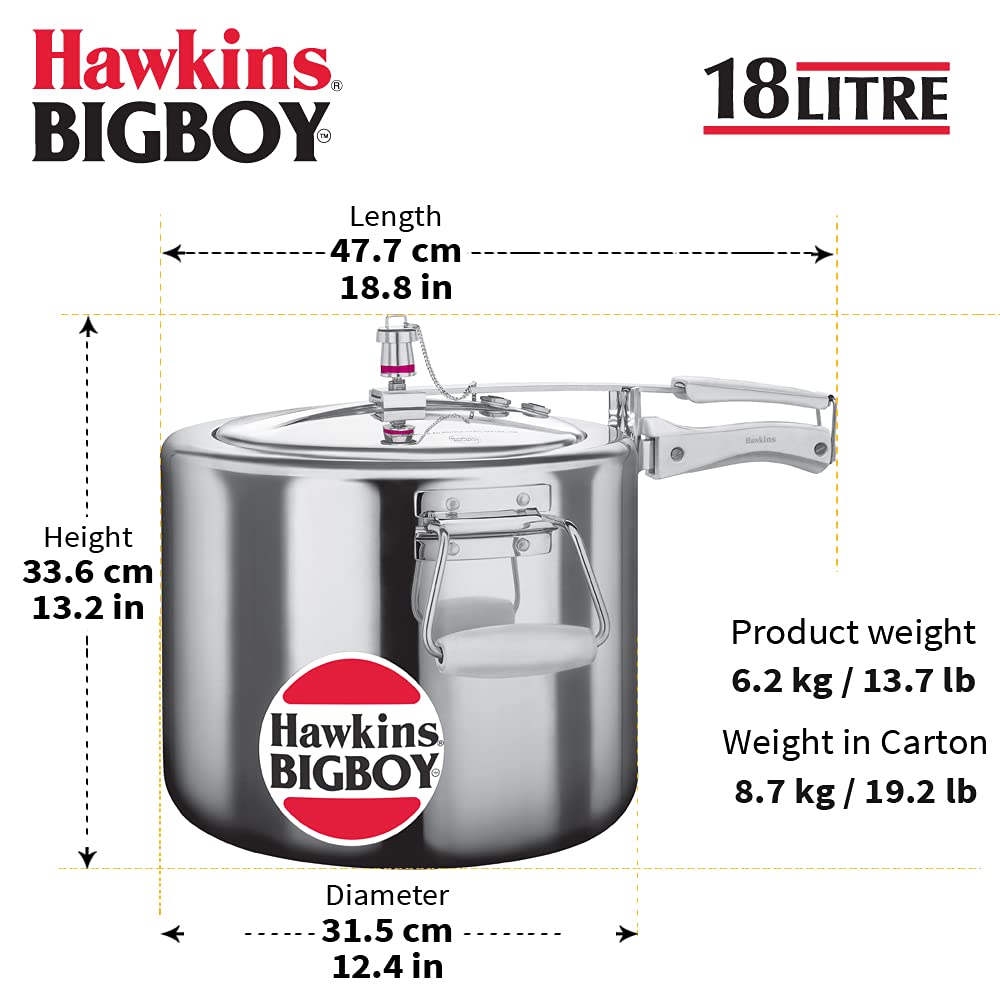 Hawkins Big Boy Aluminium Inner Lid Pressure Cooker 18 Litres - BB18