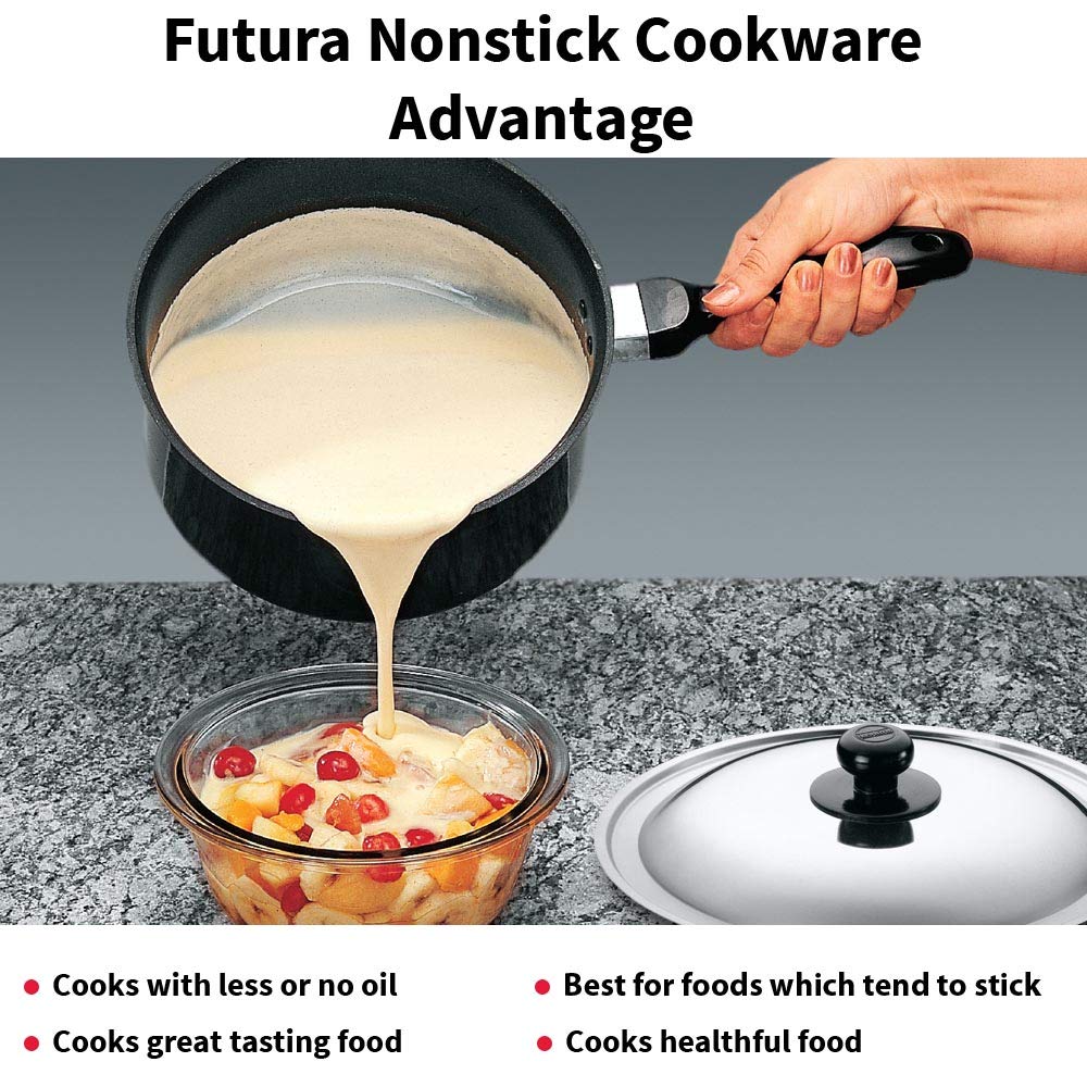 Hawkins Futura Non-stick Sauce Pan With Stainless Steel Lid 1 Litres | 14cm, 3.25mm- NS 10S