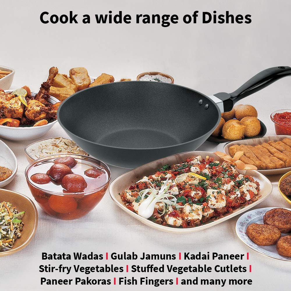Hawkins Futura Non-stick Flat Bottom Deep Stir Fry Pan 2 Litres | 26 cms, 3.25mm - NDL 20