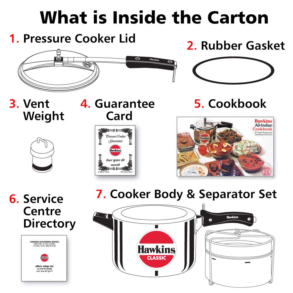 Hawkins Classic 5 Litres Inner Lid Pressure Cooker with Aluminium Separators - CL51