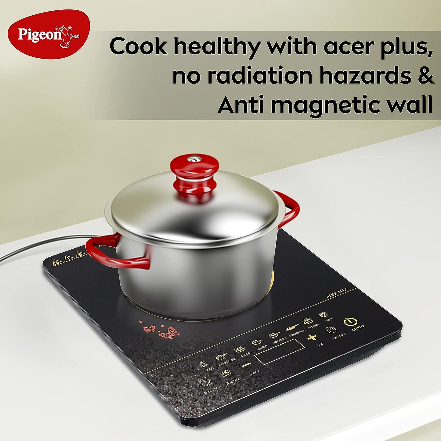 Pigeon Acer Plus 1800 Watt Induction Cooktop with Feather Touch Control - 14429