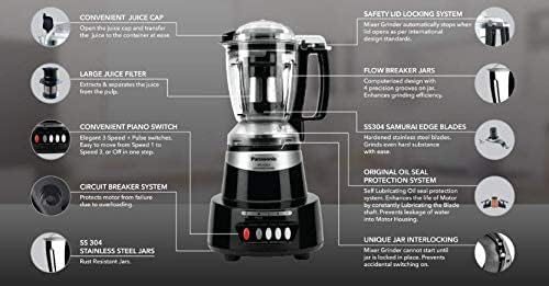 Panasonic MX-AV 425 Mixer Grinder 600 Watts 4 Jars - Charcoal Black