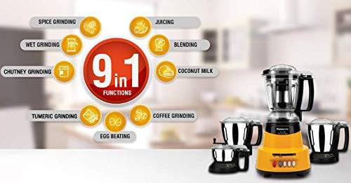 Panasonic MX-AV 425 Mixer Grinder 600 Watts 4 Jars - Quartz Yellow