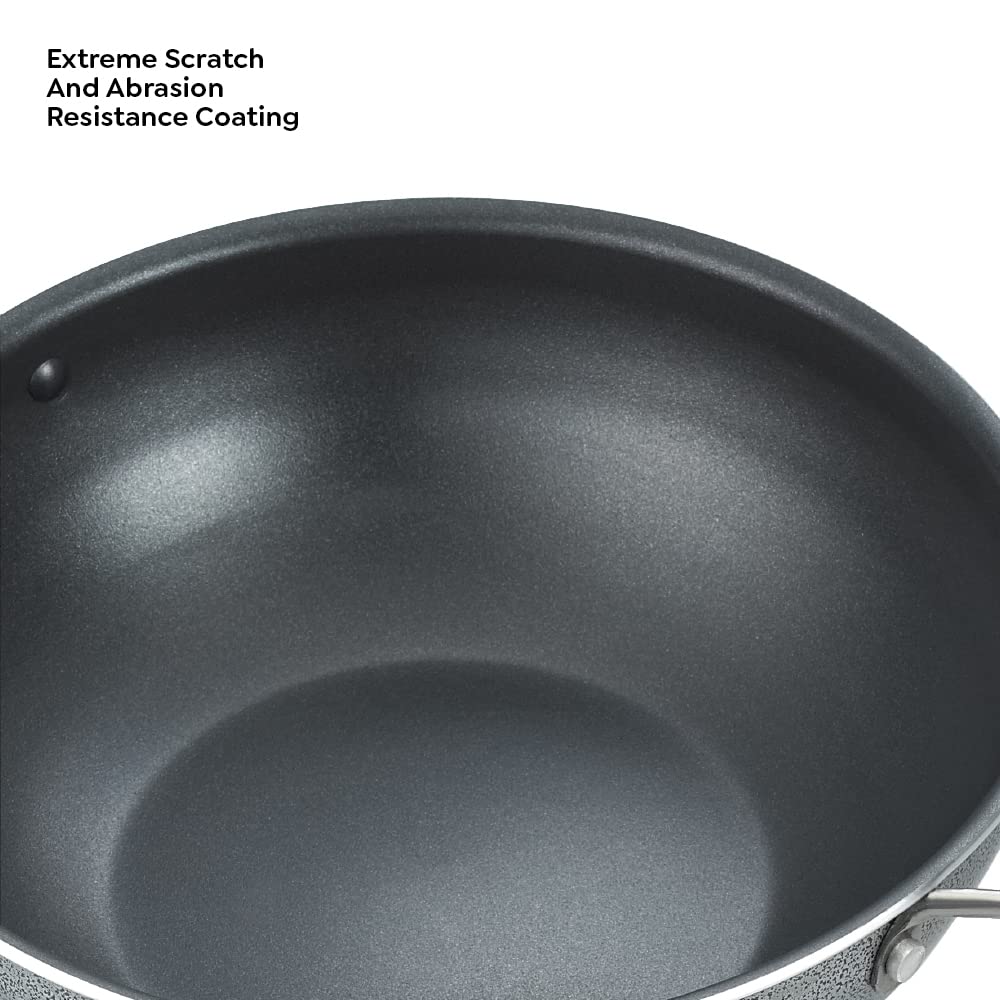 Prestige Omega Select Plus Non-Stick Aluminium RB Kadhai with Lid, 20cms - 30719