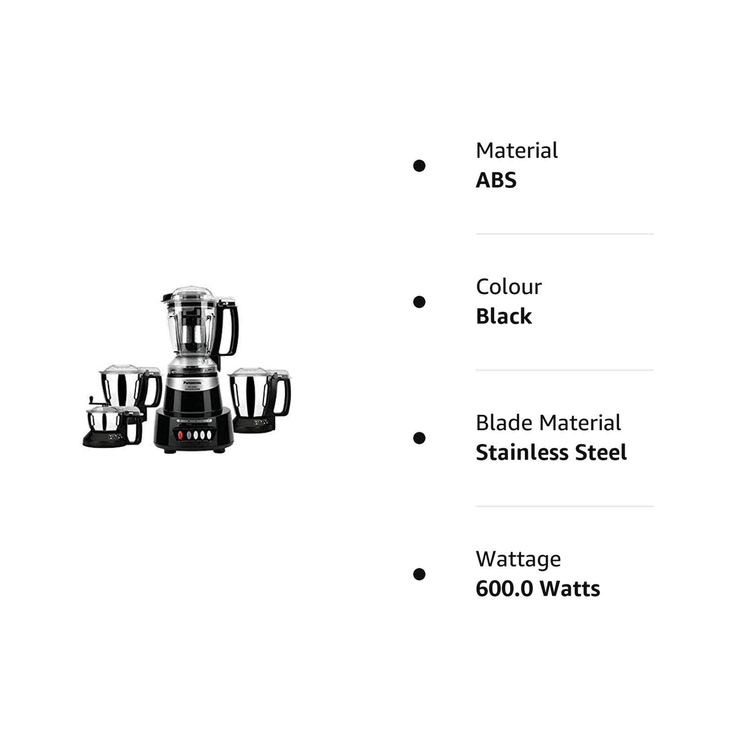 Panasonic MX-AV 425 Mixer Grinder 600 Watts 4 Jars - Charcoal Black