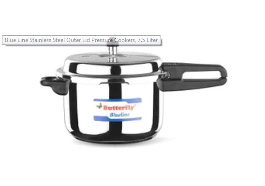 Butterfly Blueline Stainless Steel Pressure Cooker | Outer Lid | Induction Base