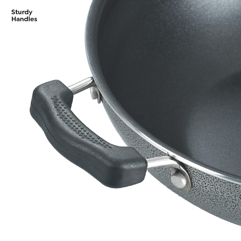 Prestige Omega Select Plus Non-Stick Aluminium RB Kadhai with Lid, 20cms - 30719