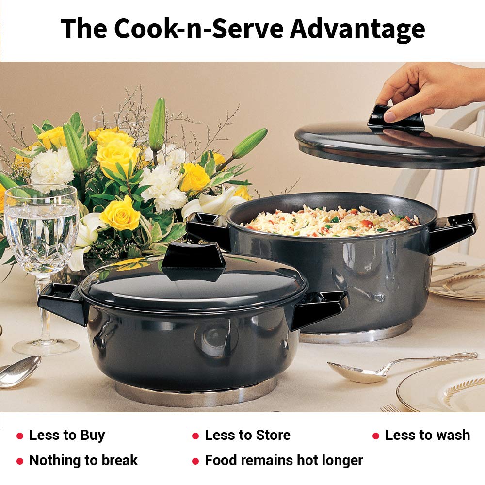 Hawkins Futura Hard anodised Cook and Serve Bowl | Casserole 2 Litre | 20 cms, 4.06mm -ACB20