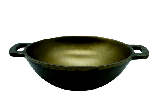 eKitchen ButterMold ButterMold Pre-Seasoned Cast Iron Deep Kadhai | Wok 10.5 inches | 2.74 kgs