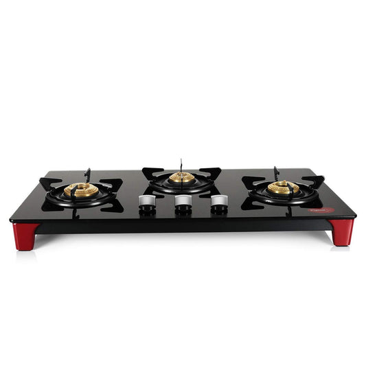 Pigeon Infinity 3 Burner Glasstop Gas Stove, Manual Ignition - 12631