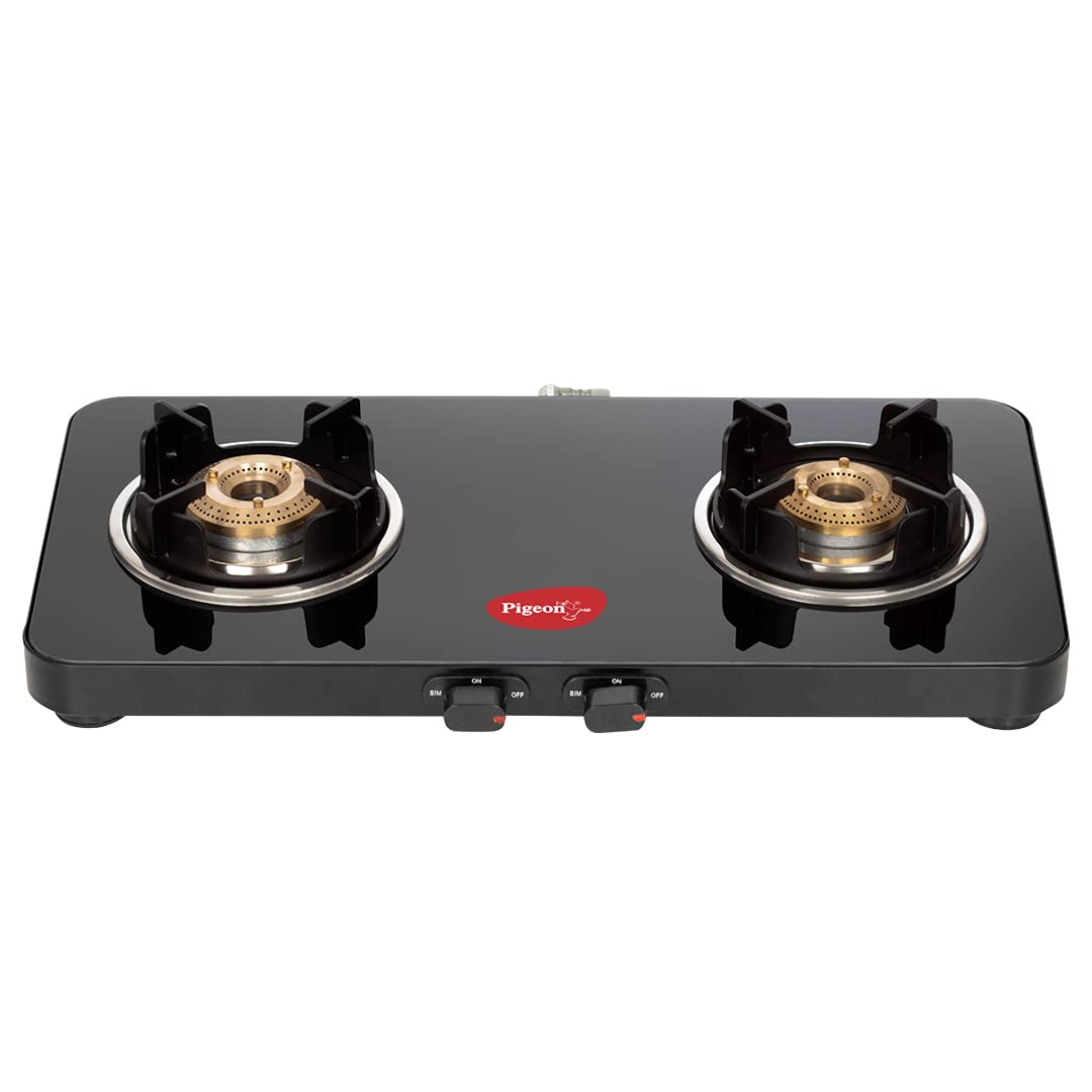 Pigeon Sleek 2 Burner Ultra Slim Gas Stove with Glass Top, Manual I?gnition - 14763