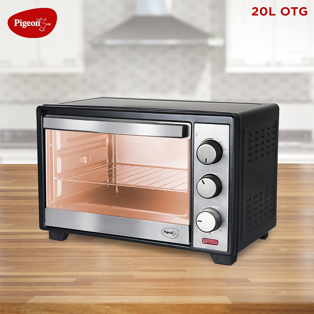 Pigeon Electric Oven 20 Liters OTG with Grill and Rotisserie, Oven Toaster and Grill for Grilling and Baking Cakes - 12383