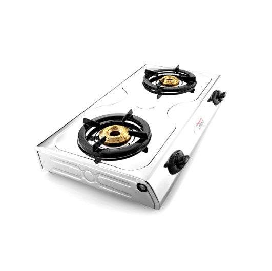 Butterfly Rhino Stainless Steel 2 Burner LPG Gas Stove (Silver, Manual Ignition)