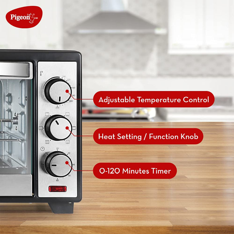 Pigeon Electric Oven 20 Liters OTG with Grill and Rotisserie, Oven Toaster and Grill for Grilling and Baking Cakes - 12383
