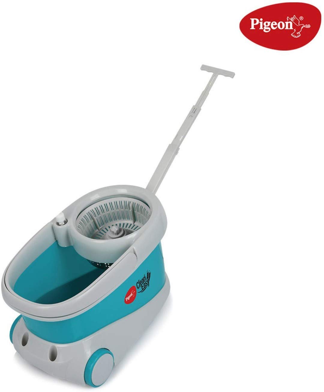 Pigeon Spin Mop-LX with Big Wheels and PVC Wringer Mop Set for Wet and Dry Floor/Wall (Aqua Green, 2 Refills), Large - 14556