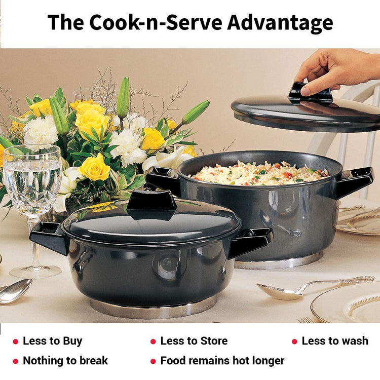 Hawkins Futura Hard anodised Cook and Serve Bowl | Casserole 4 Litres | 24 cms, 4.06mm - ACB 40