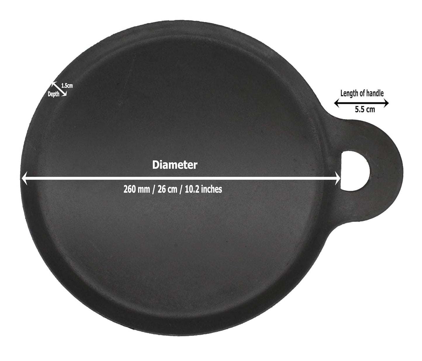 Iron Dosa Tawa | Pizza Pan | Roti Tawa with Turner Ladle (26 cm) |  Induction Compatible