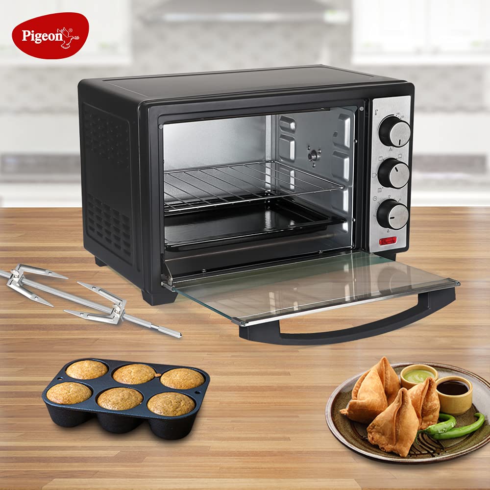 Pigeon Electric Oven 20 Liters OTG with Grill and Rotisserie, Oven Toaster and Grill for Grilling and Baking Cakes - 12383