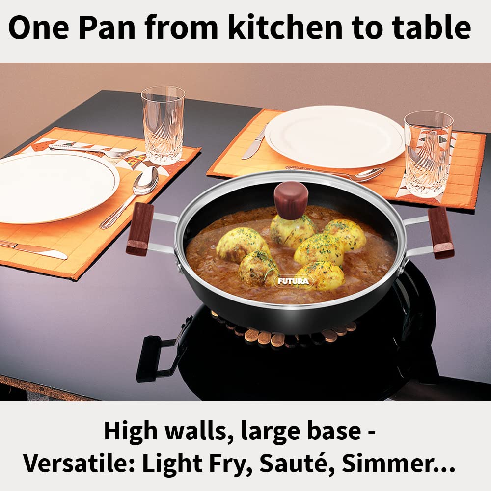 Hawkins Futura Non-Stick Cook and Serve Frying Pan With Glass Lid 3 Litres | 28cms - NCF 28G