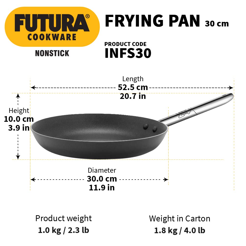 Hawkins Futura Non-stick Fry Pan With Steel Handle 30cms, 3.25mm, Induction Base - INFS 30