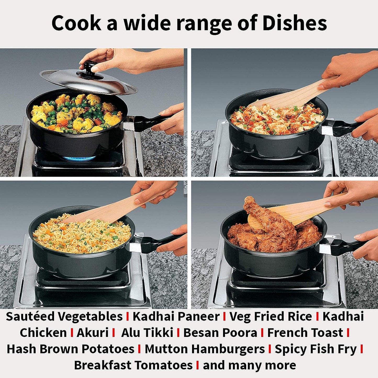 Hawkins Futura Nonstick Curry Pan (Saute Pan) With Stainless Steel Lid 2 Litres | 20 cm, 3.25 mm - NCP 20S