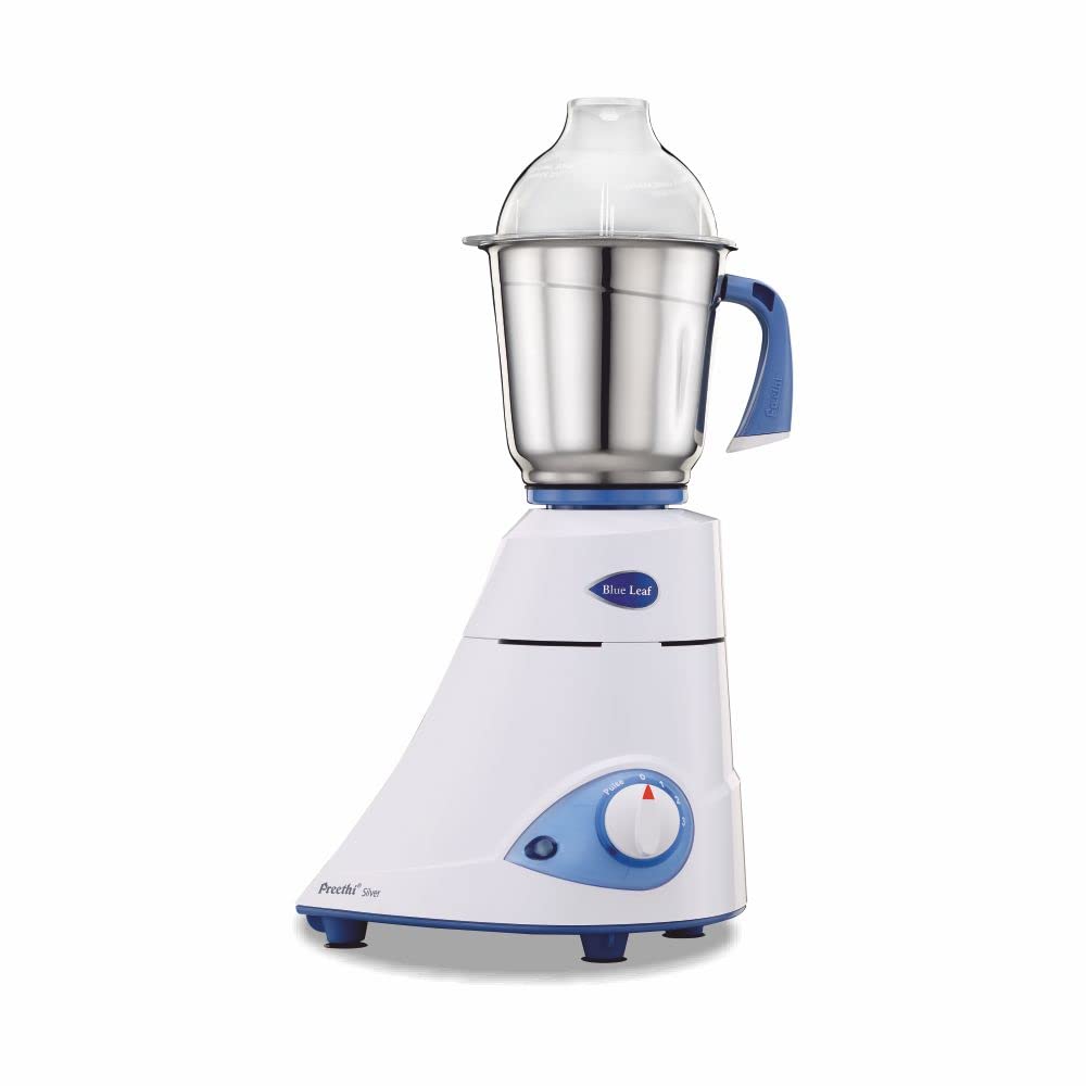Preethi Blue Leaf Silver Mixer Grinder 600 Watt with 4 Jars (White) - MG 149