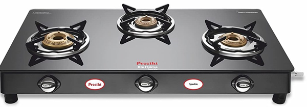 preethi gas stove glass top