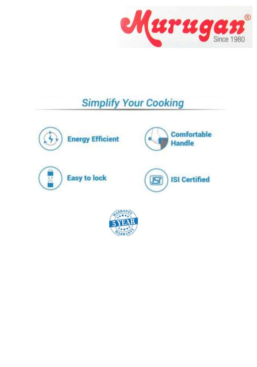 Murugan Anti Bulge Aluminium Outer Lid Pressure Cooker