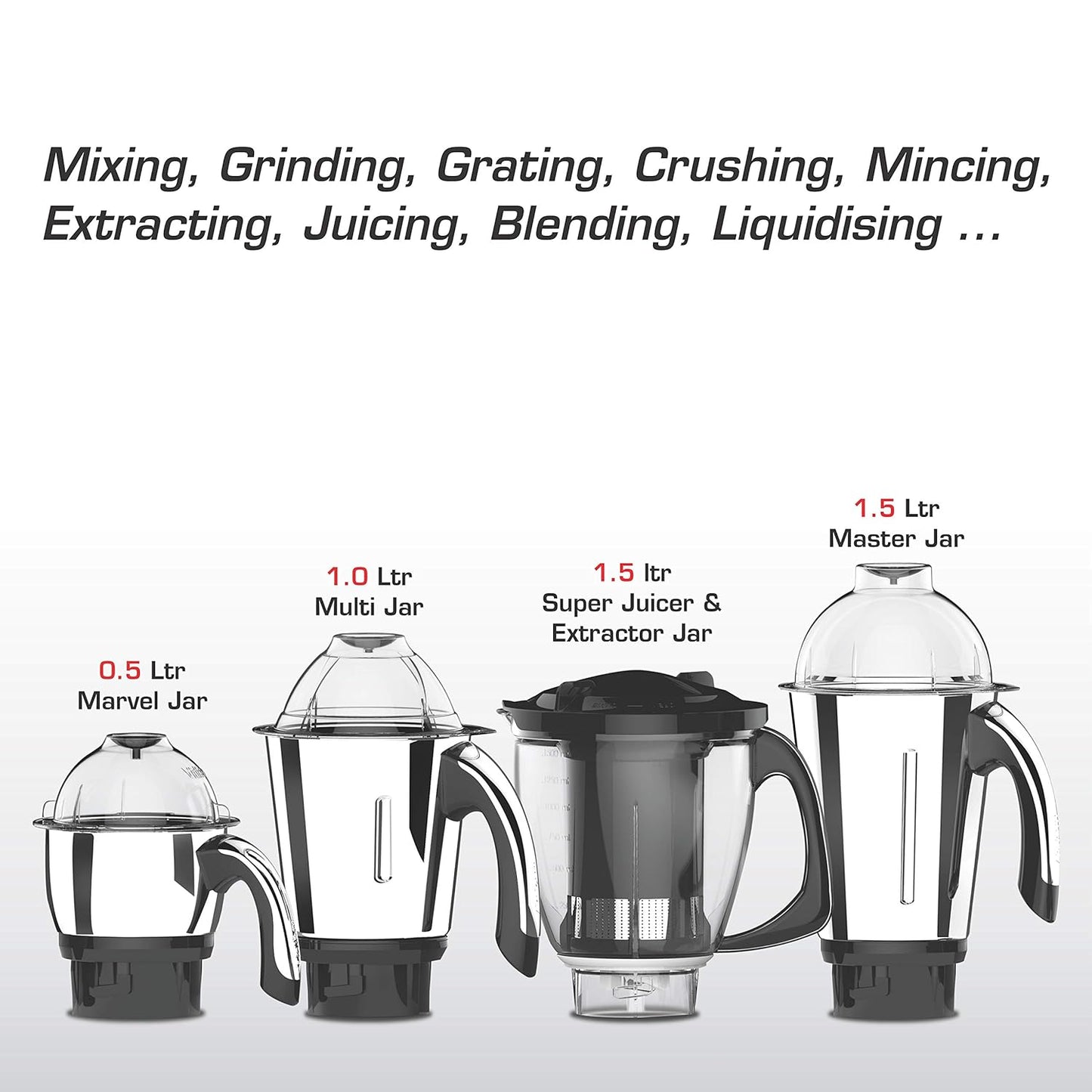 Vidiem ADC 750 watts with 5 Jar in-1 Juicer Mixer Grinder | 5 Leakproof Jars with self-lock,for Wet and Dry Spices,Chutneys and Curries | 5 Year Warranty
