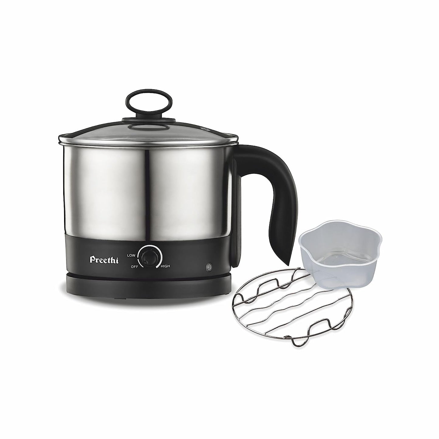 Preethi Armour Multi Utility EK708 1.2-Litre Electric Kettle (Steel/Black)