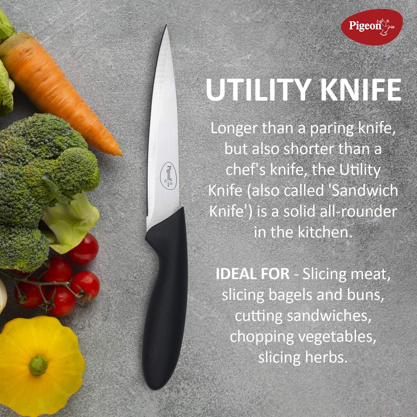 Pigeon Stainless Steel Knife Set 3 Pcs, Black - 12138-BK