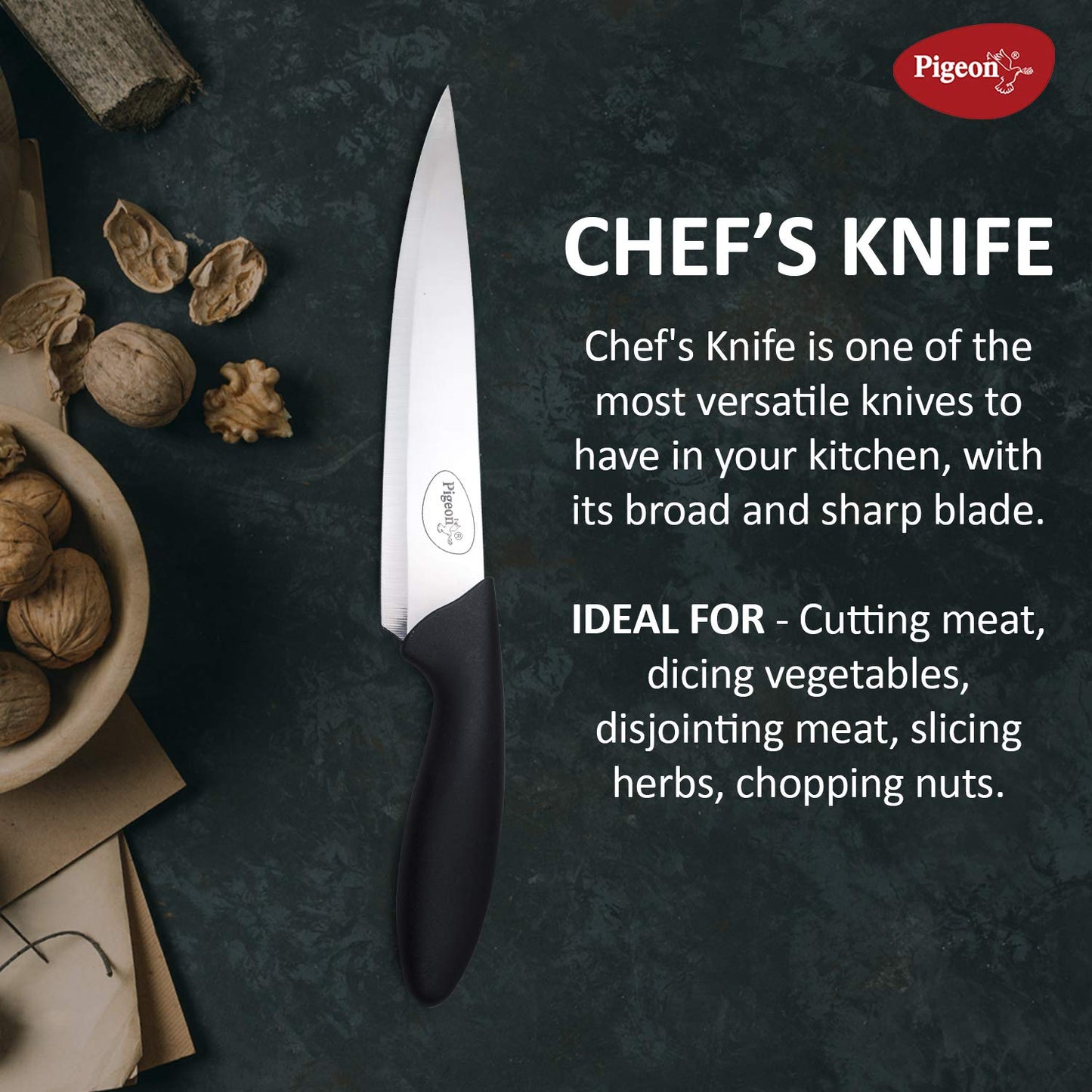 Pigeon Stainless Steel Knife Set 3 Pcs, Black - 12138-BK