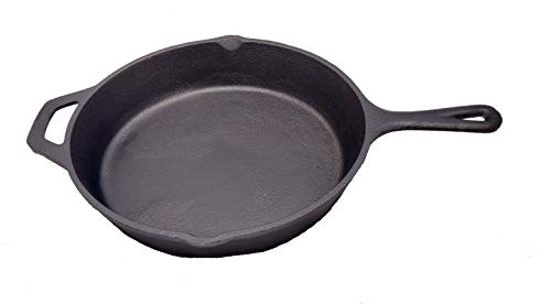 eKitchen Induction Base Cast Iron Pan, 26 cm, Black