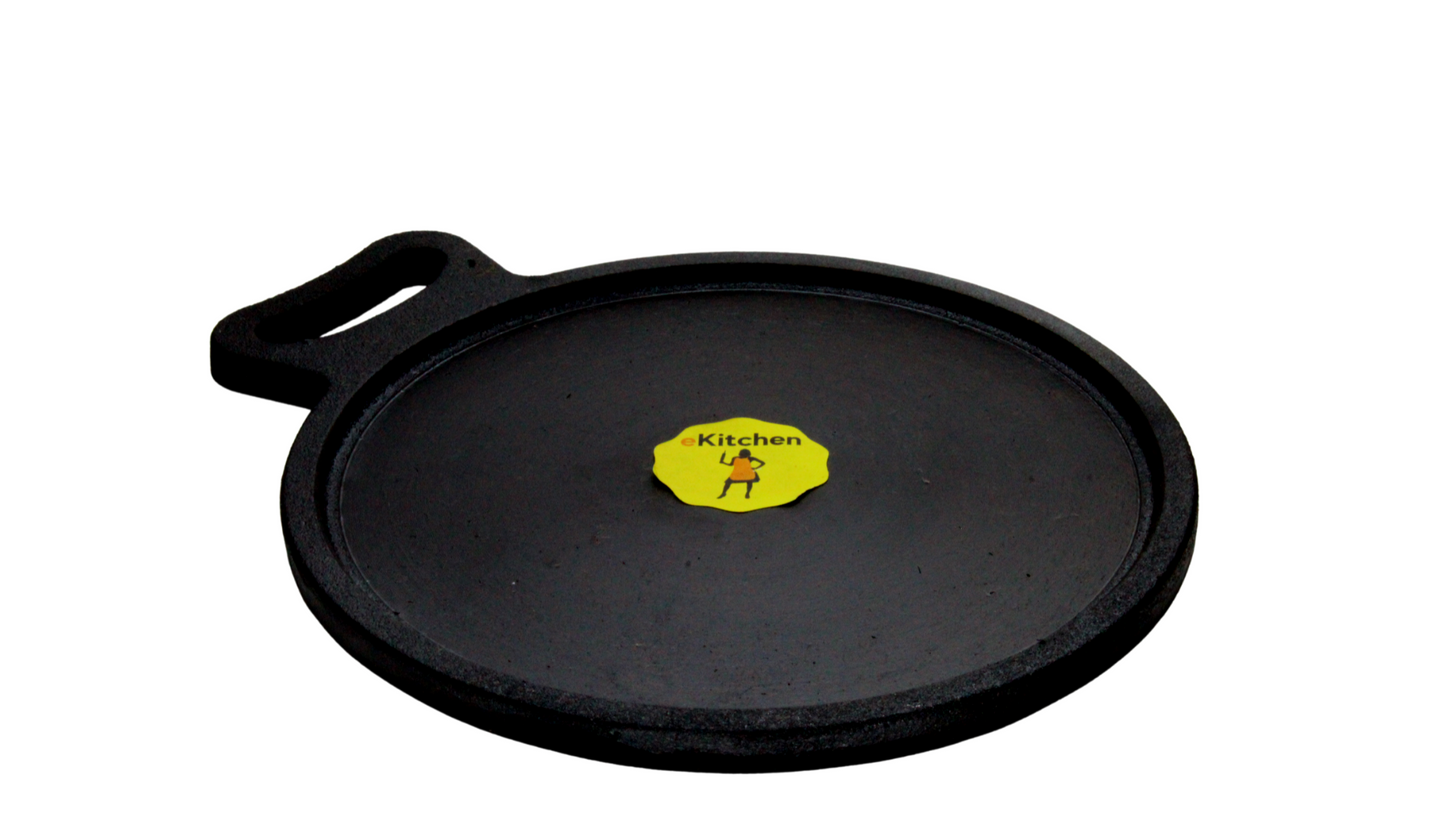 eKitchen Pre-Seasoned Cast Iron Dosa Tawa - 10 inches