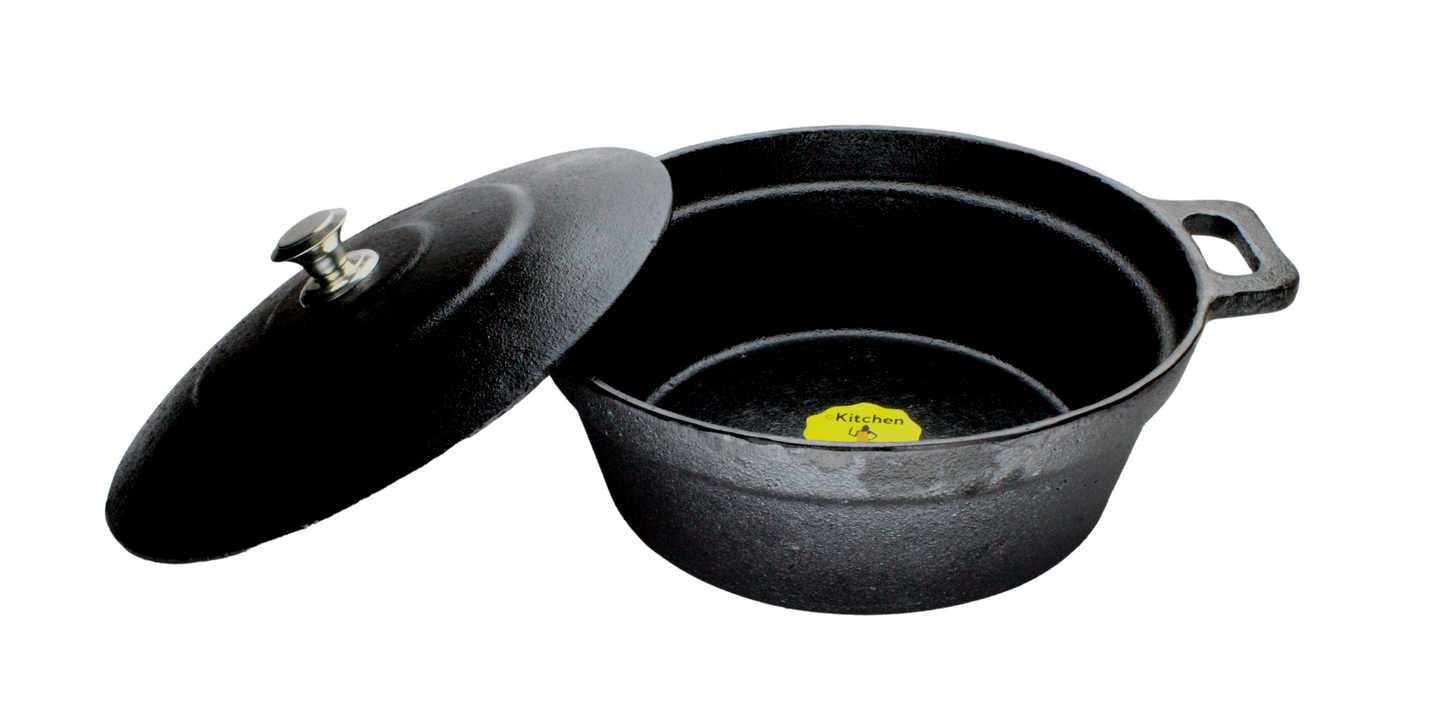eKitchen Pre-Seasoned Cast Iron Dutch Oven 3.5 litres | 26cm