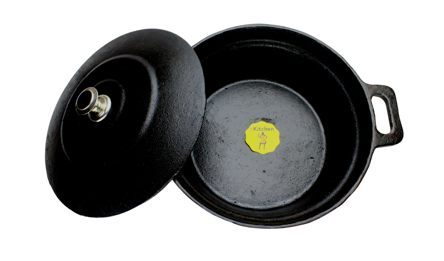 eKitchen Pre-Seasoned Cast Iron Dutch Oven 3.5 litres | 26cm