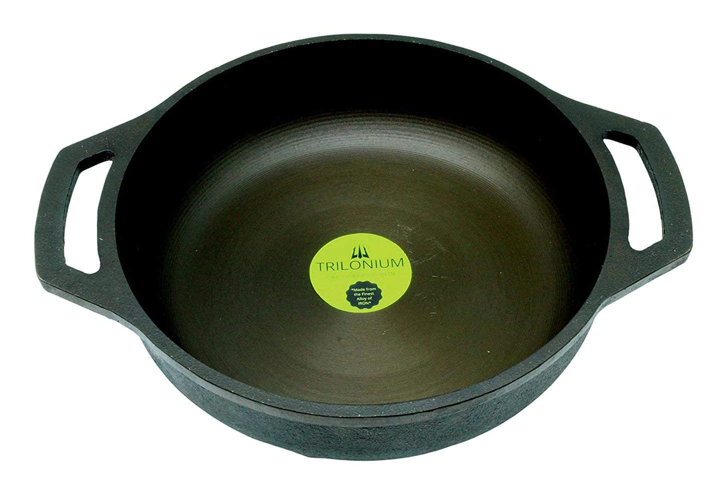 Fe+ Pre-Seasoned Cast Iron Flat Bottom Kadhai | Wok (Induction Compatible)