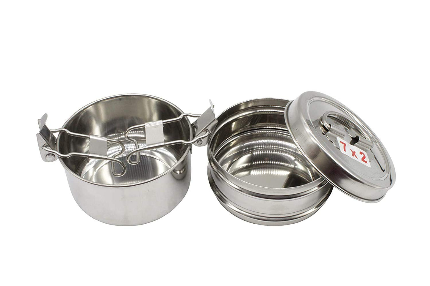 Stainless Steel 2 Tier Lunch Box | Tiffin Box (Size: 7x2)