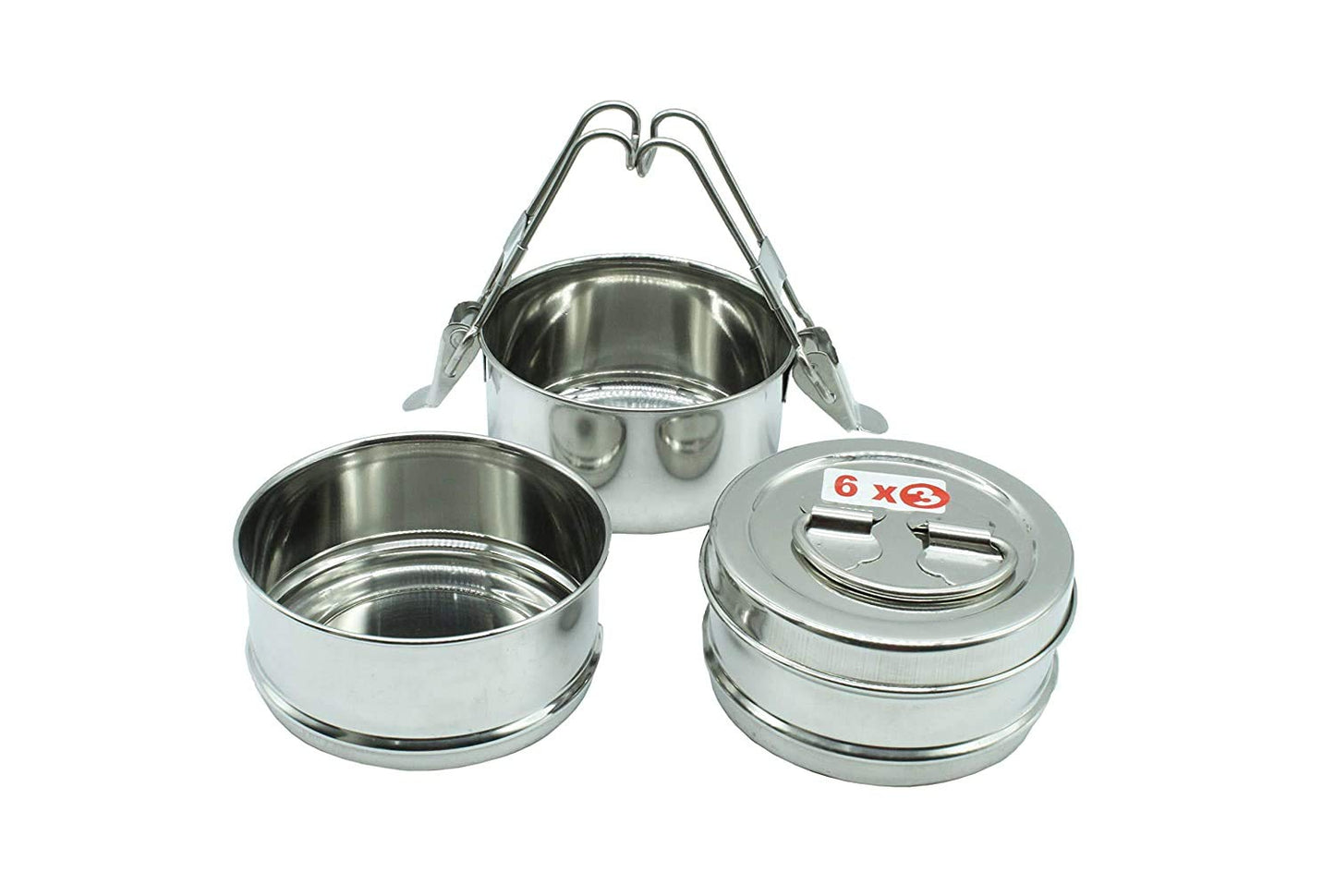 Stainless Steel 3 Tier Lunch Box | Tiffin Box (Size: 6x3)