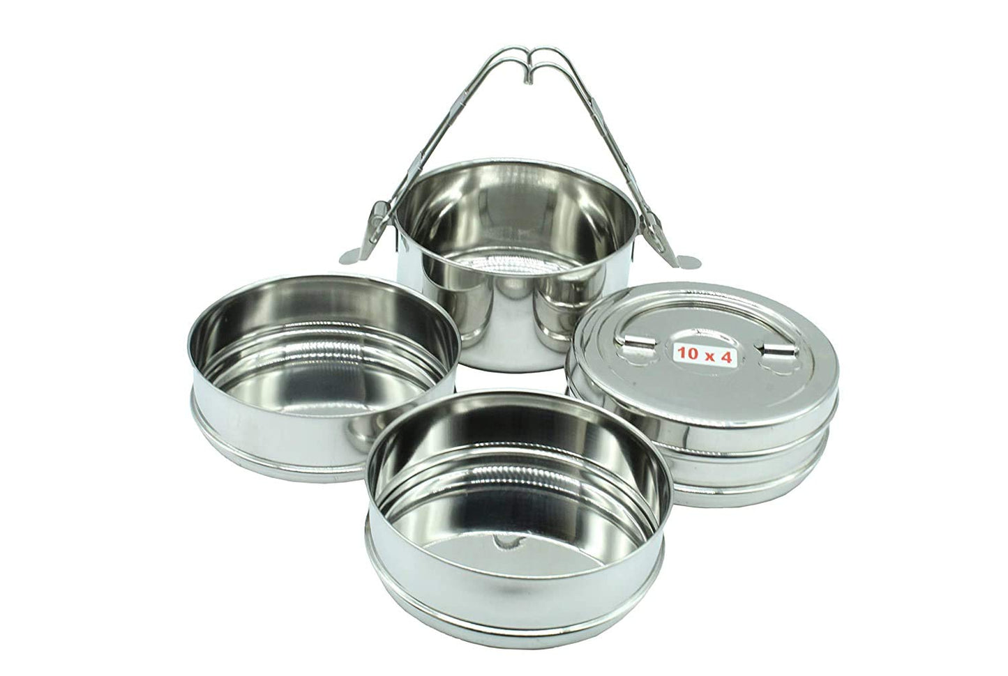 Stainless Steel 4 Tier Lunch Box | Tiffin Box (Size: 10x4)