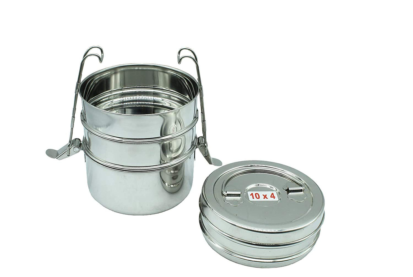 Stainless Steel 4 Tier Lunch Box | Tiffin Box (Size: 10x4)