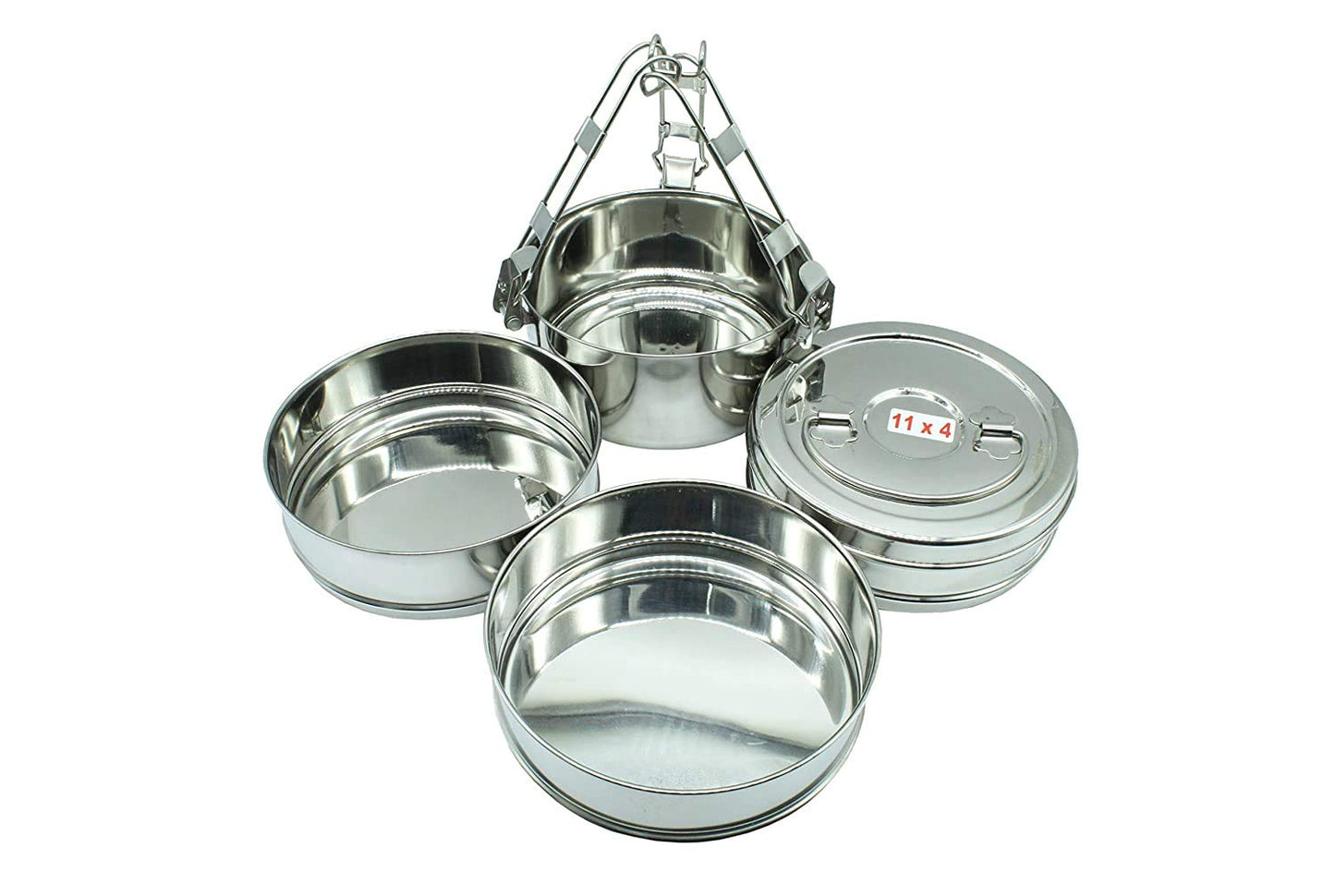 Stainless Steel Lunch Box | Tiffin Box 4 Tier (Size: 11x4)