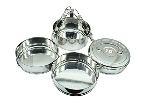 Stainless Steel 4 Tier (Size: 12x4) Lunch Box | Tiffin Box